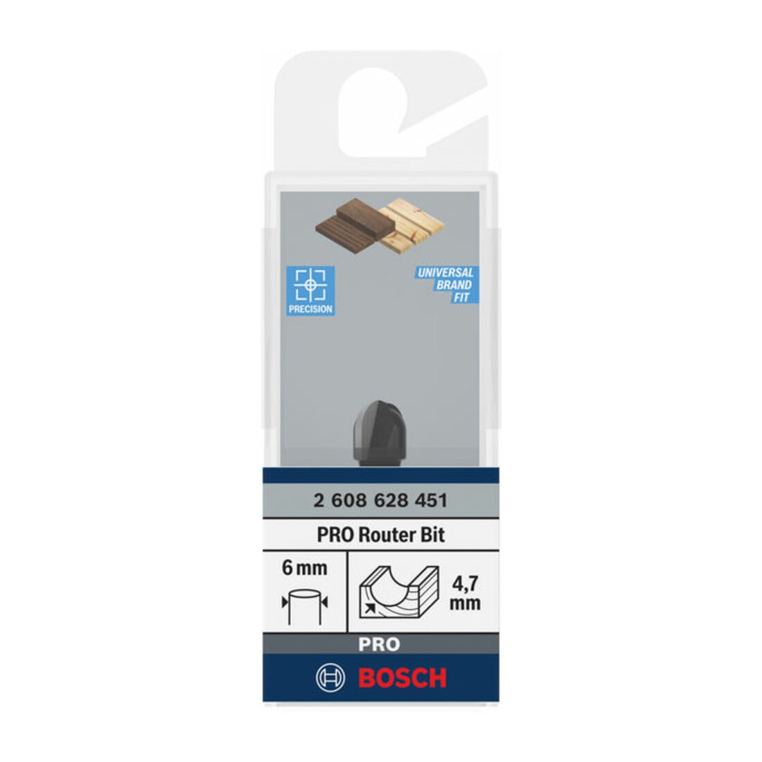 Bosch Hohlkehlfräser 6 mm R1 4,7 mm D 9,5 mm L 9,2 mm G 40 mm