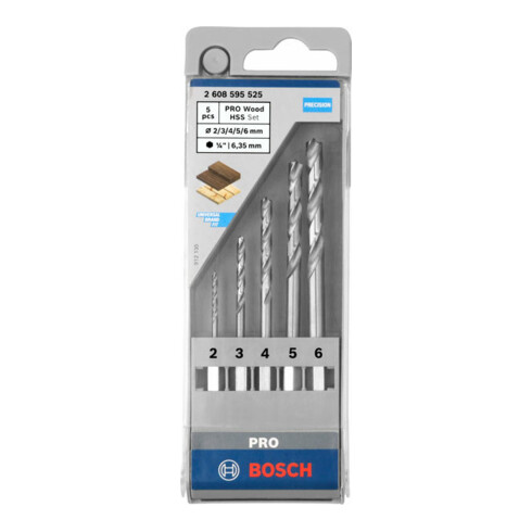Bosch Holzbohrer-Set mit Sechskantschaft 5-teilig 2 - 6 mm