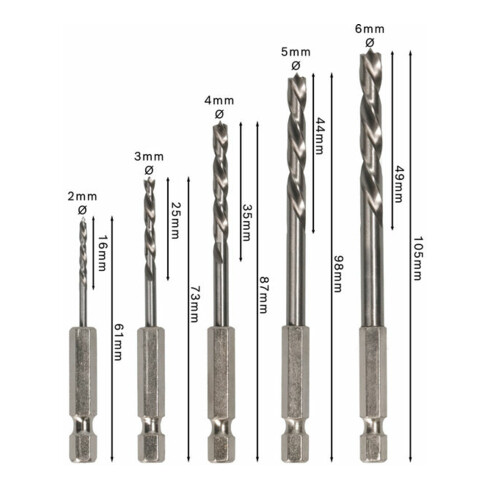 Bosch Holzbohrer-Set mit Sechskantschaft 5-teilig 2 - 6 mm
