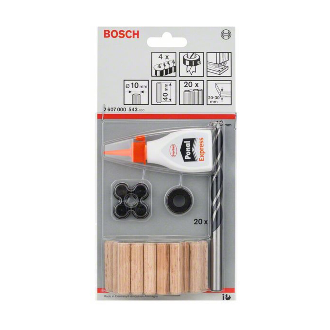 Bosch Holzdübel-Set 27-teilig 10 mm 40 mm