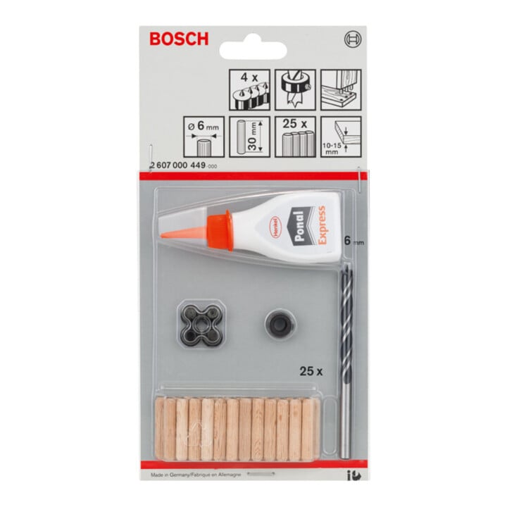 Bosch Holzdübel-Set 32-teilig 6 mm 30 mm