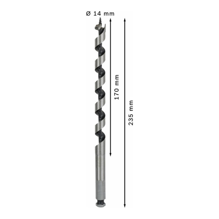 Bosch Holzschlangenbohrer Sechskant 14 x 170 x 235 mm d 11,1 mm