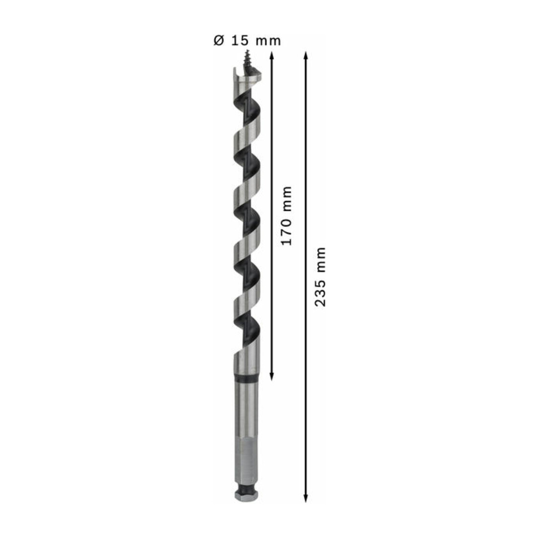 Bosch Holzschlangenbohrer Sechskant 15 x 170 x 235 mm d 11,1 mm
