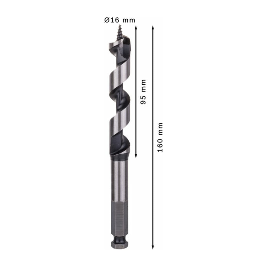 Bosch Holzschlangenbohrer Sechskant 16 x 95 x 160 mm d 11,1 mm