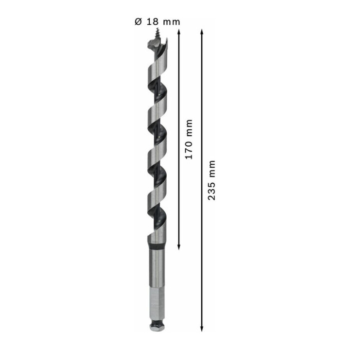 Bosch Holzschlangenbohrer Sechskant 18 x 170 x 235 mm d 11,1 mm