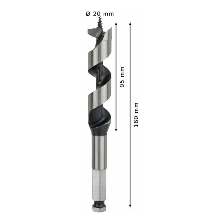 Bosch Holzschlangenbohrer Sechskant 20 x 95 x 160 mm d 11,1 mm