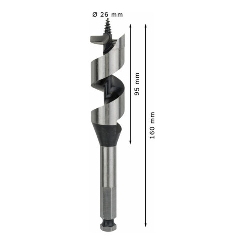 Bosch Holzschlangenbohrer Sechskant 26 x 95 x 160 mm d 11,1 mm