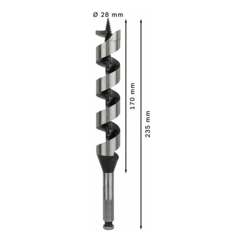 Bosch Holzschlangenbohrer Sechskant 28 x 170 x 235 mm d 11,1 mm