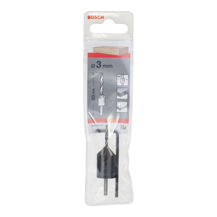 Bosch Holzspiralbohrer mit 90°-Senker 3 mm 16 mm