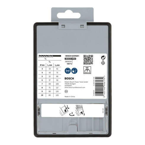 Bosch Holzspiralbohrer-Set Robust Line, 3 - 10 mm, 8-teilig
