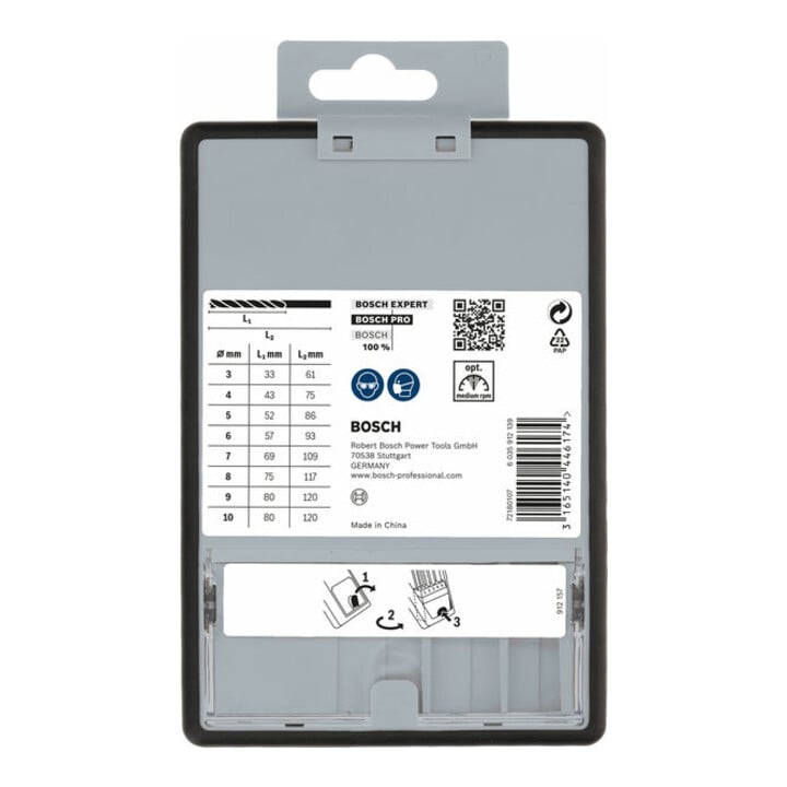 Bosch Holzspiralbohrer-Set Robust Line, 3 - 10 mm, 8-teilig
