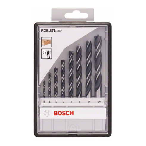 Bosch Holzspiralbohrer-Set Robust Line, 3 - 10 mm, 8-teilig