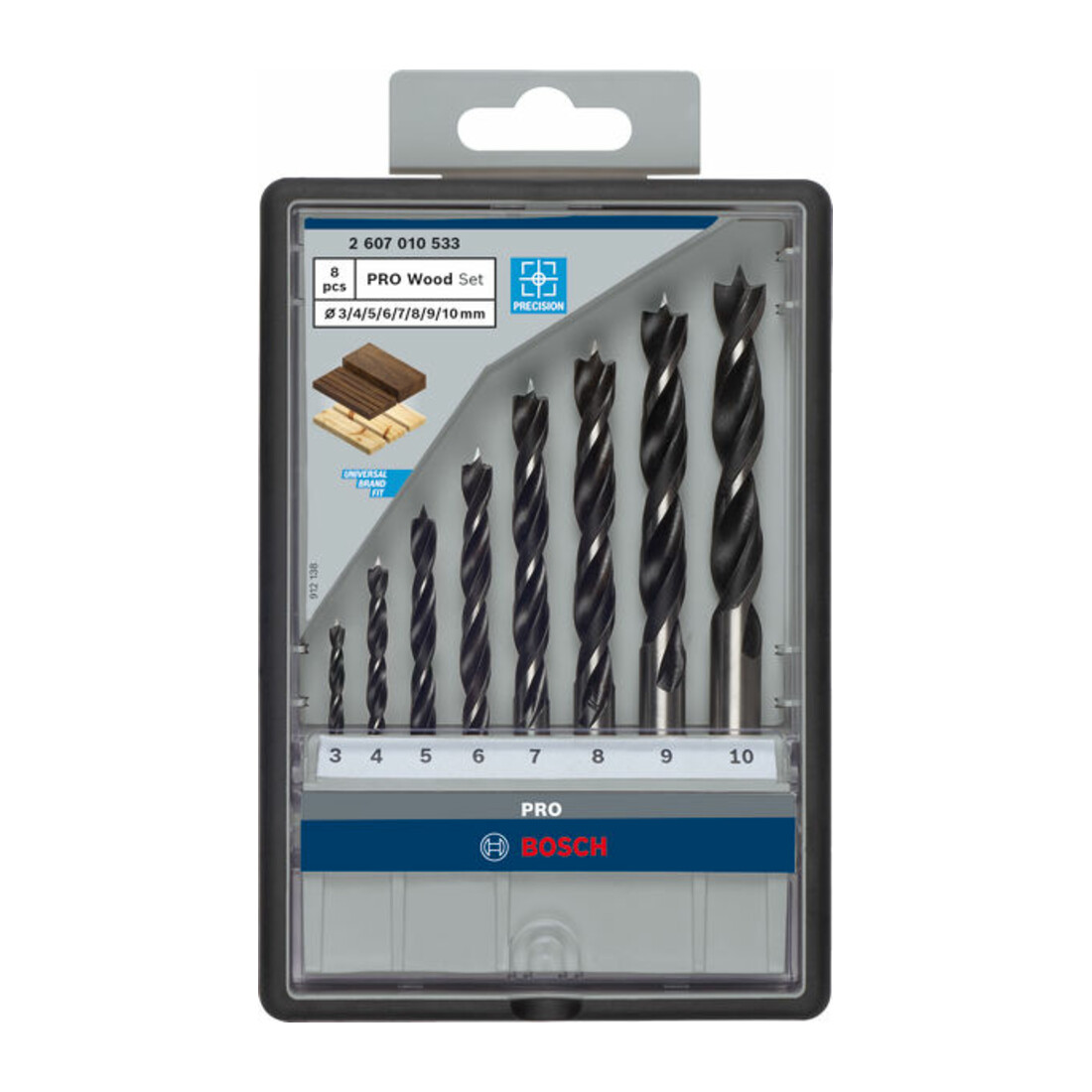 Bosch Holzspiralbohrer-Set Robust Line, 3 - 10 mm, 8-teilig
