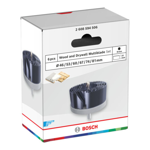 Bosch Hout- en gipsplaat gatenzaagset met opzethouder, 46/53/60/67/74/81 x 31 mm