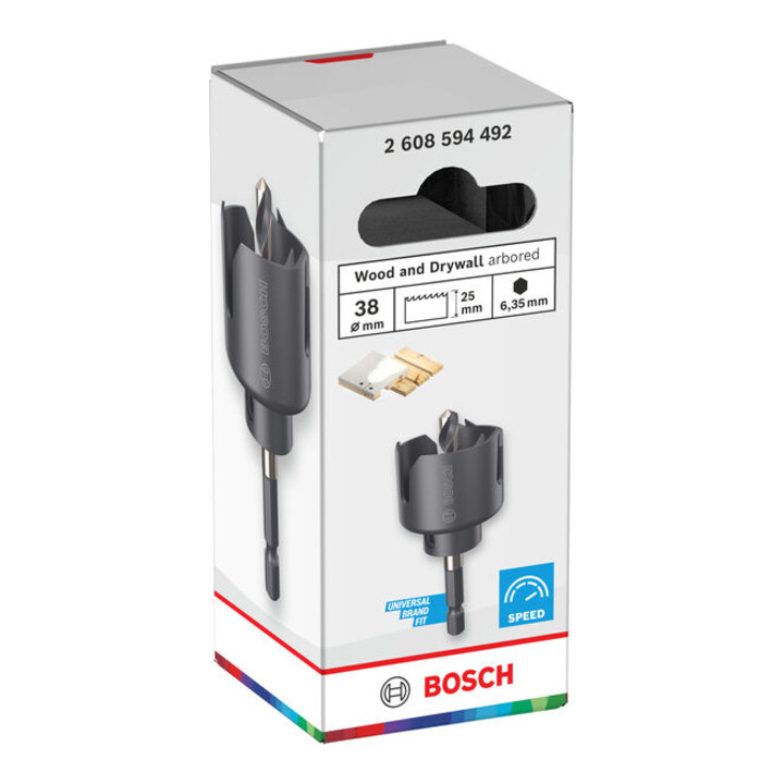 Bosch Hout- en gipsplaatgatzaag met opzethouder, 38 x 27 mm