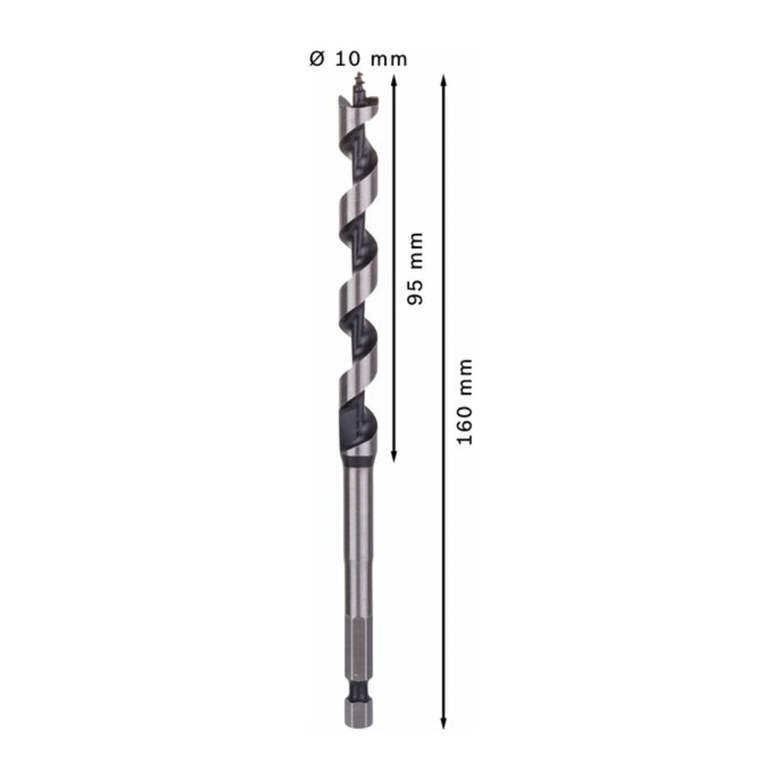 Bosch houtboor zeskant 10 x 95 x 160 mm d 6,35 mm