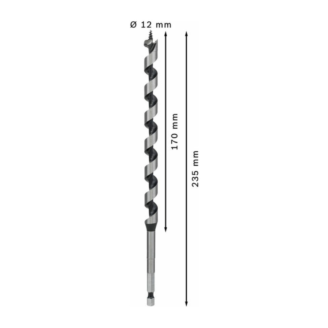 Bosch houtboor zeskant 12 x 170 x 235 mm d 6,35 mm