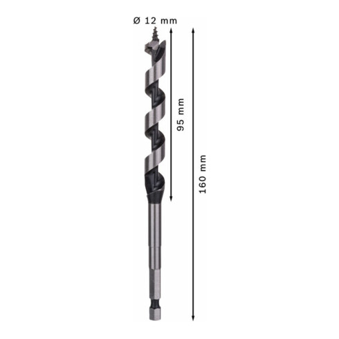 Bosch houtboor zeskant 12 x 95 x 160 mm d 6,35 mm