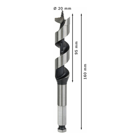 Bosch houtboor zeskant 20 x 95 x 160 mm d 11,1 mm