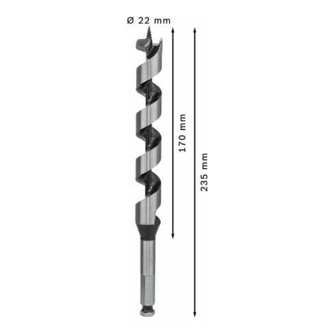 Bosch houtboor zeskant 22 x 170 x 235 mm d 11,1 mm