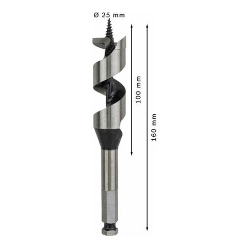 Bosch houtboor zeskant 25 x 100 x 160 mm d 11,1 mm
