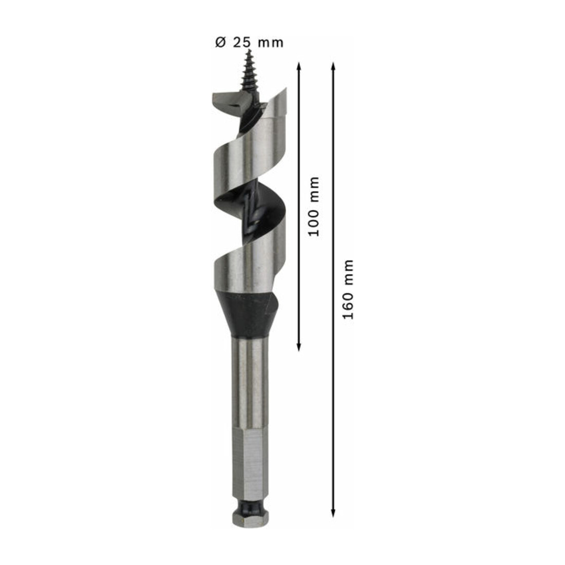 Bosch houtboor zeskant 25 x 100 x 160 mm d 11,1 mm
