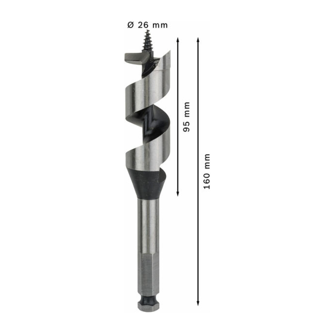 Bosch houtboor zeskant 26 x 95 x 160 mm d 11,1 mm