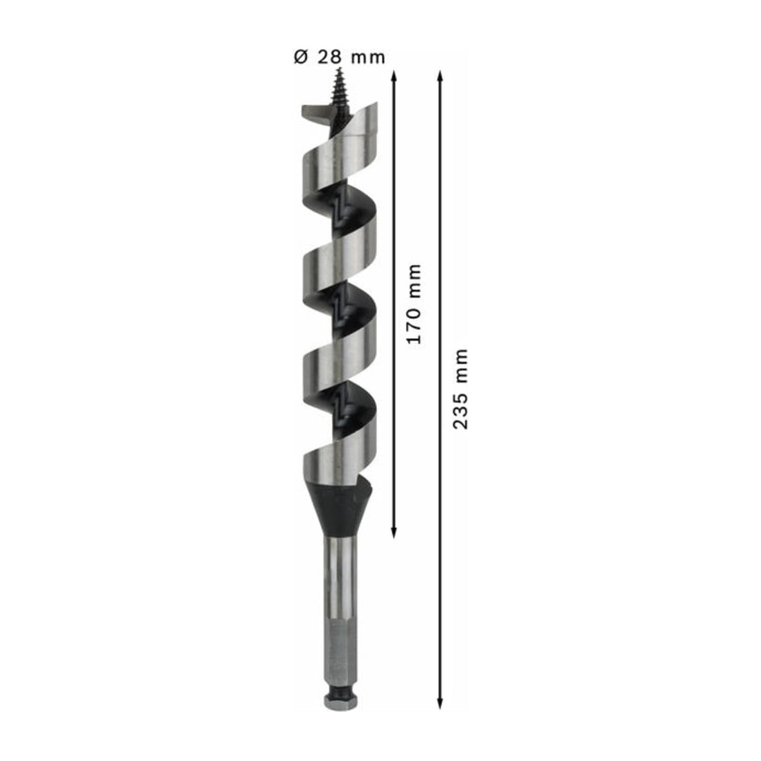 Bosch houtboor zeskant 28 x 170 x 235 mm d 11,1 mm
