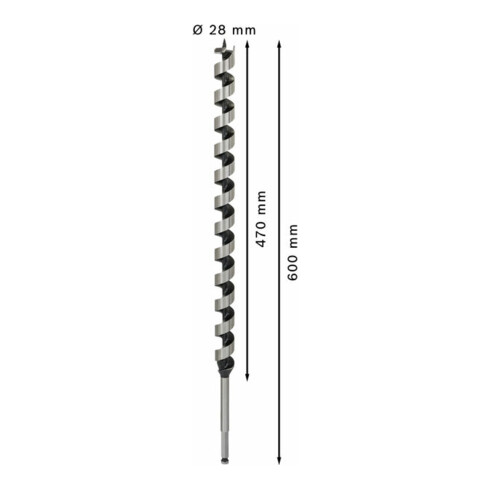 Bosch houtboor zeskant 28 x 470 x 600 mm d 11,1 mm