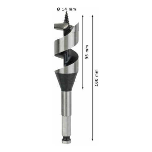 Bosch houtboor zeskant 30 x 95 x 160 mm d 11,1 mm