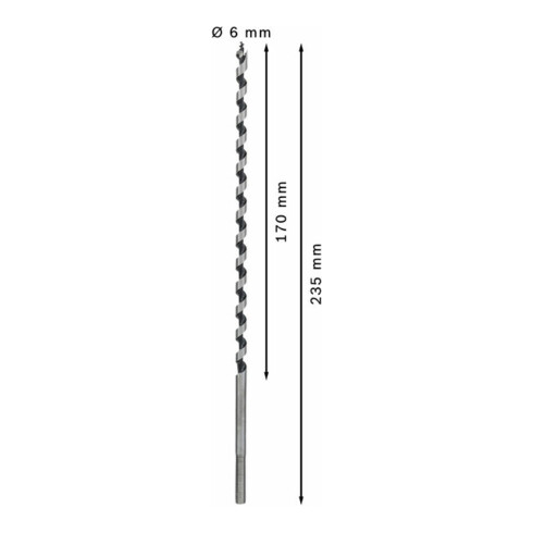 Bosch houtboor zeskant 6 x 170 x 235 mm d 4,8 mm