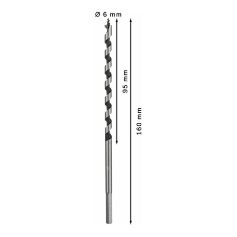 Bosch houtboor zeskant 6 x 95 x 160 mm d 4,8 mm