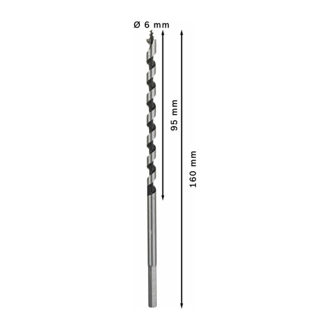 Bosch houtboor zeskant 6 x 95 x 160 mm d 4,8 mm