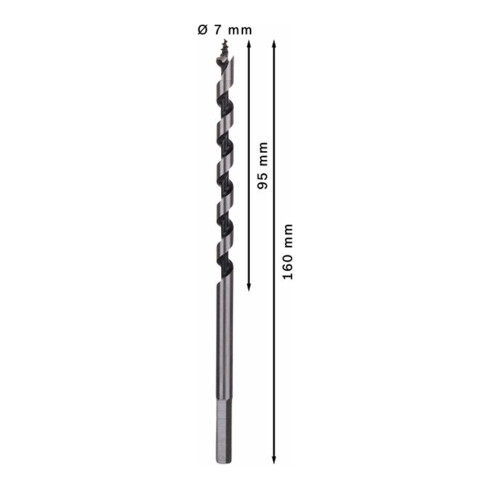 Bosch houtboor zeskant 7 x 95 x 160 mm d 5,6 mm