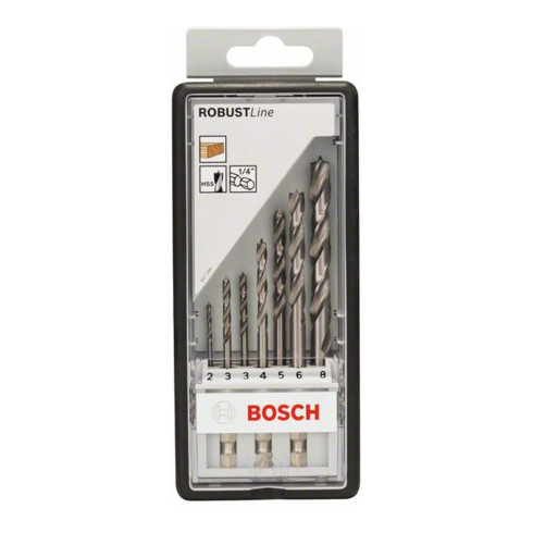 Bosch houtspiraalboorset Robust Line 1/4" zeskantschacht 7 stuks 2 - 8 mm