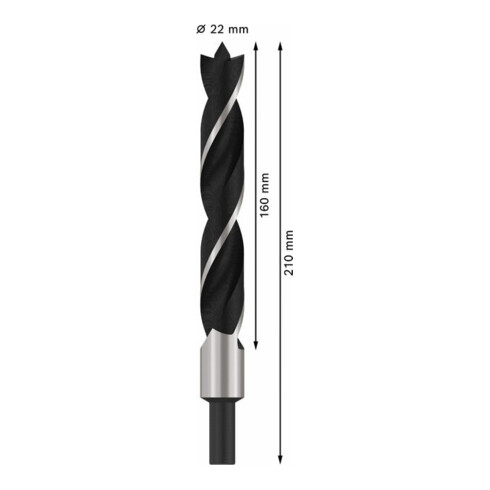 Bosch houtspiraalboor standaard 22 x 140 x 210 mm d 13 mm