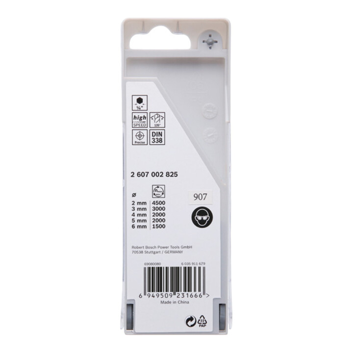 Bosch HSS PointTeQ Sechskantbohrer-Set in Theken-Display, 2–6 mm <br />(2 607 002 825) 5-teilig