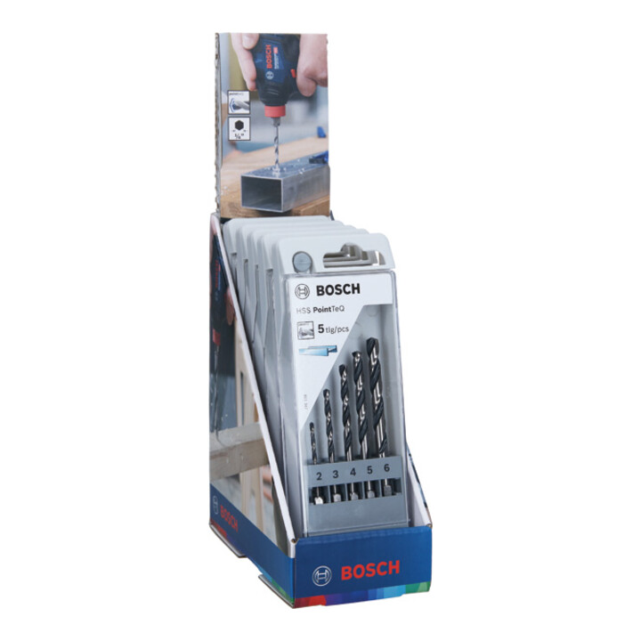 Bosch HSS PointTeQ Sechskantbohrer-Set in Theken-Display, 2–6 mm <br />(2 607 002 825) 5-teilig