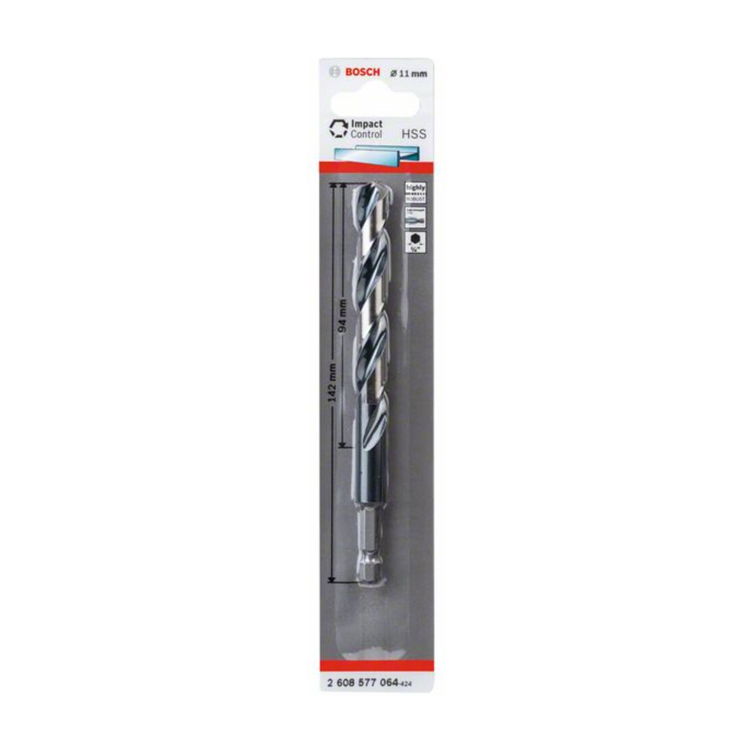 Bosch HSS Spiralbohrer Impact Control mit Sechskantschaft 11 x 94 x 142 mm