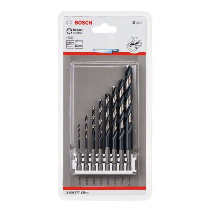 Bosch HSS Spiralbohrer-Set Impact Control mit Sechskantschaft 8-teilig 2 - 10 mm