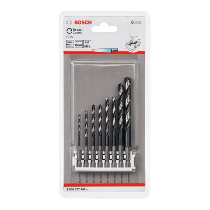 Bosch HSS Spiralbohrer-Set Impact Control mit Sechskantschaft 8-teilig 2,5 - 8,5 mm
