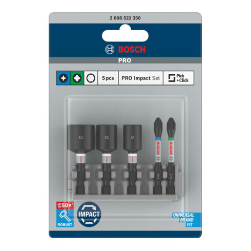Bosch Impact Control 5-delige schroevendraaier bit en socket set