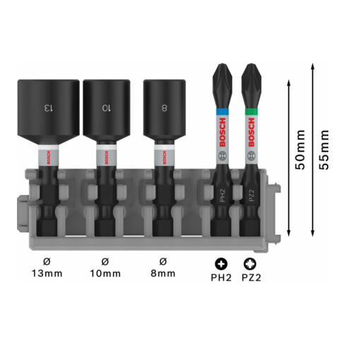 Bosch Impact Control 5-delige schroevendraaier bit en socket set