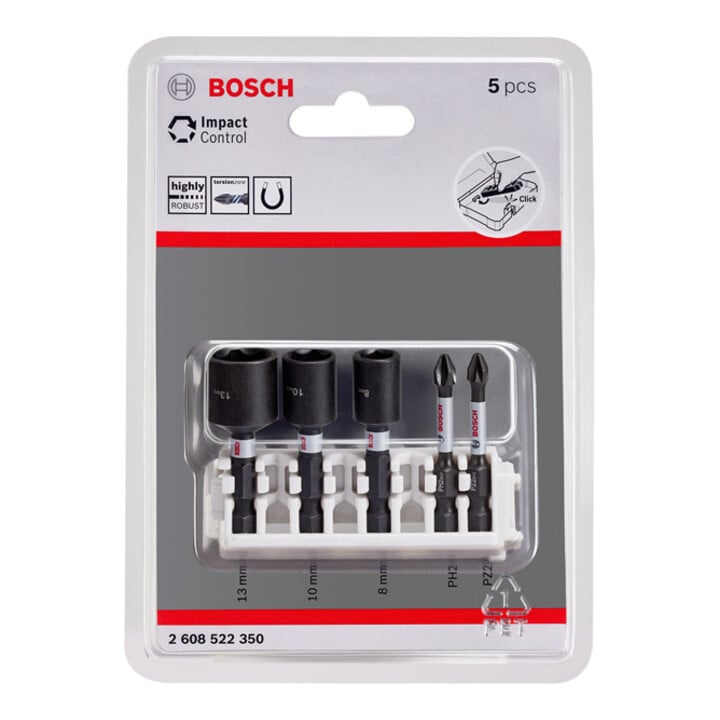 Bosch Impact Control 5-delige schroevendraaier bit en socket set