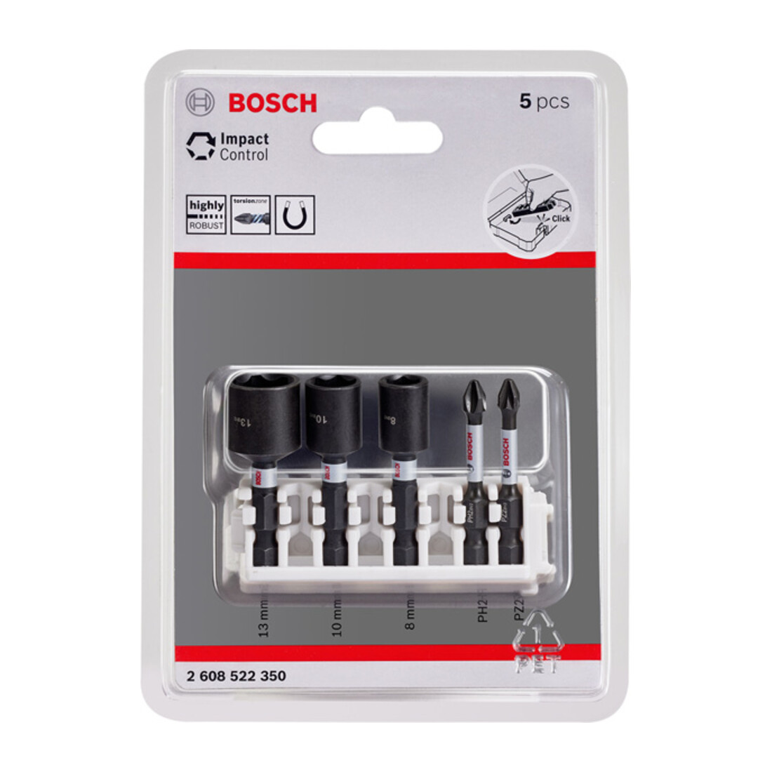 Bosch Impact Control 5-delige schroevendraaier bit en socket set