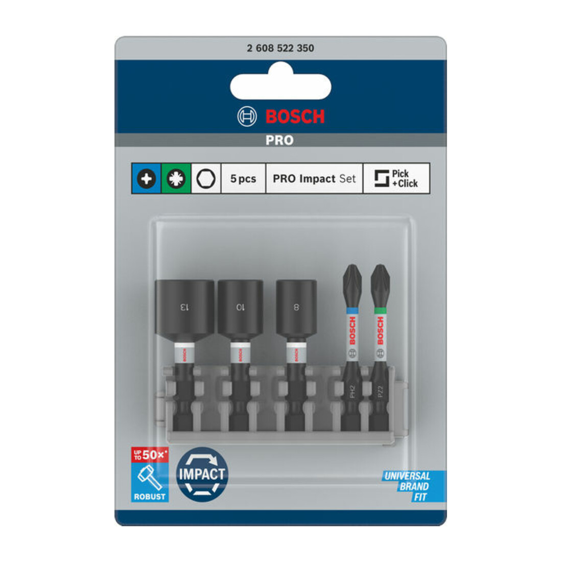 Bosch Impact Control 5-delige schroevendraaier bit en socket set