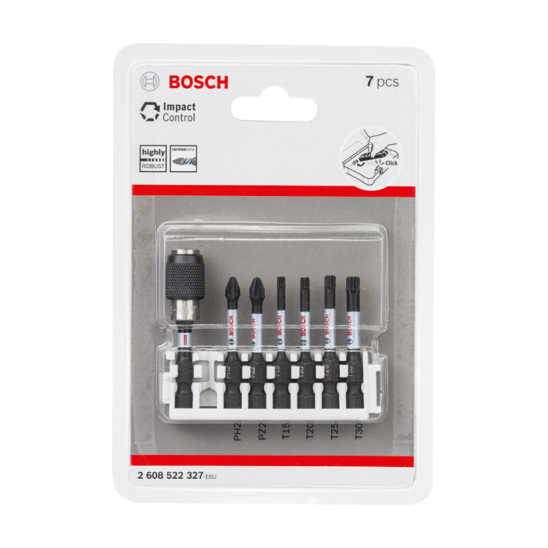 Bosch Impact Control 7-delige schroevendraaier bitset PH2 PZ2 T15 T20 T25,T30 50 mm