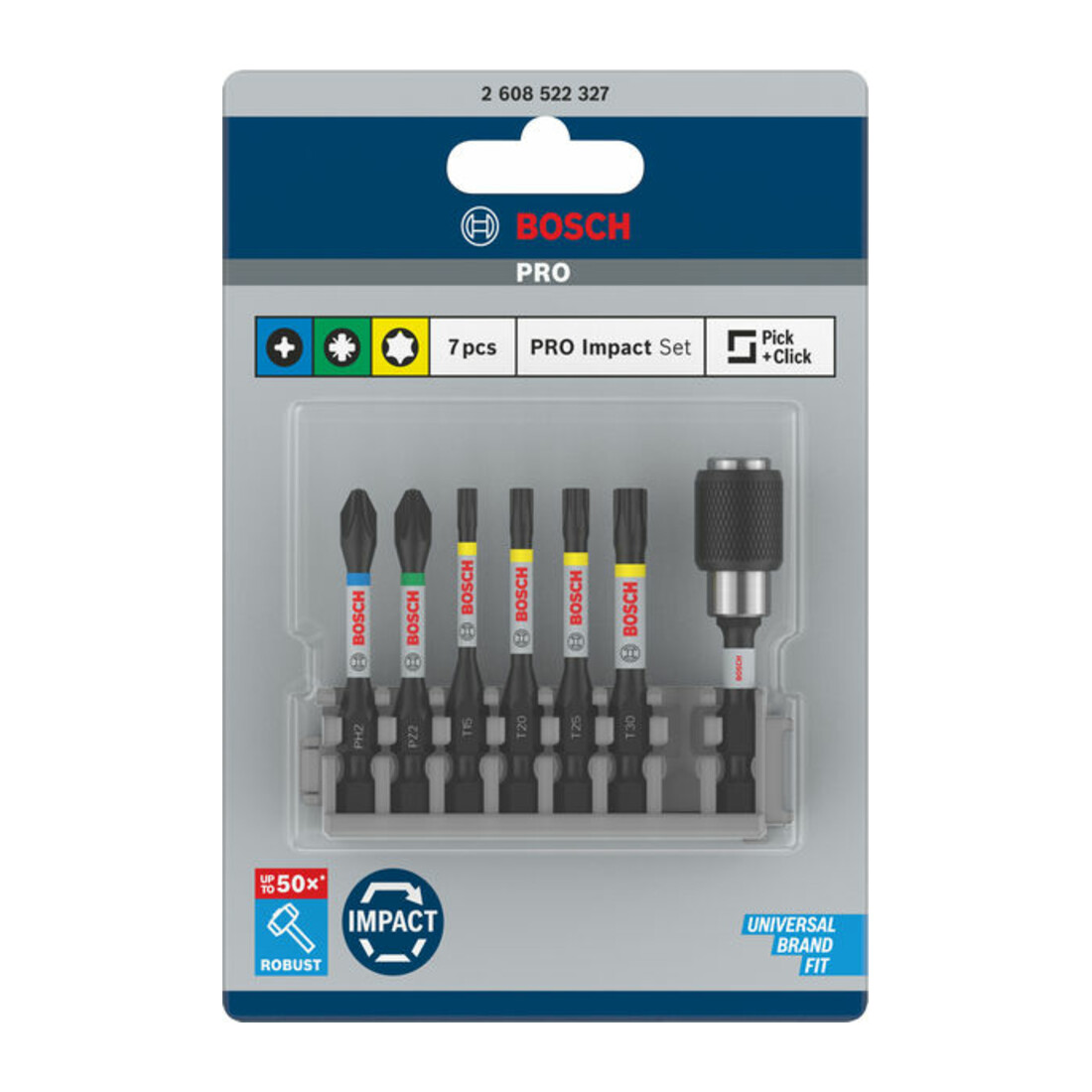 Bosch Impact Control 7-delige schroevendraaier bitset PH2 PZ2 T15 T20 T25,T30 50 mm