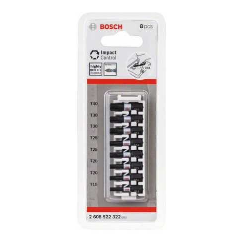 Bosch Impact Control 8-delige schroevendraaier bitset 1 x T15 T40 2x T20 T25 T30 25 mm