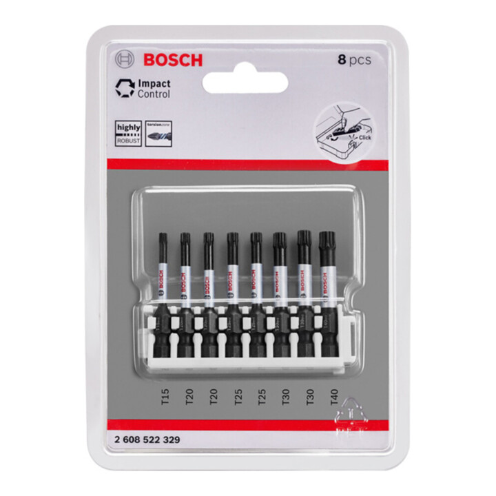 Bosch Impact Control 8-delige schroevendraaier bitset 1 x T15 T40 2x T20 T25 T30 50 mm